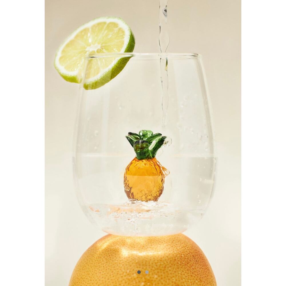 Anthropologie Pineapple Cheerie Icon Stemless Wine Glass